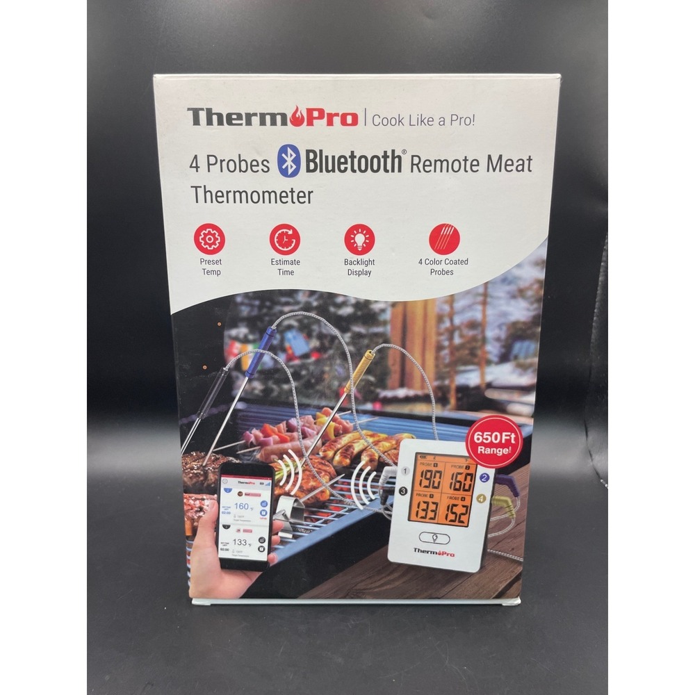 Thermopro TP-25 Bluetooth Remote Meat Thermometer 4 Probes 650ft Range Wireless
